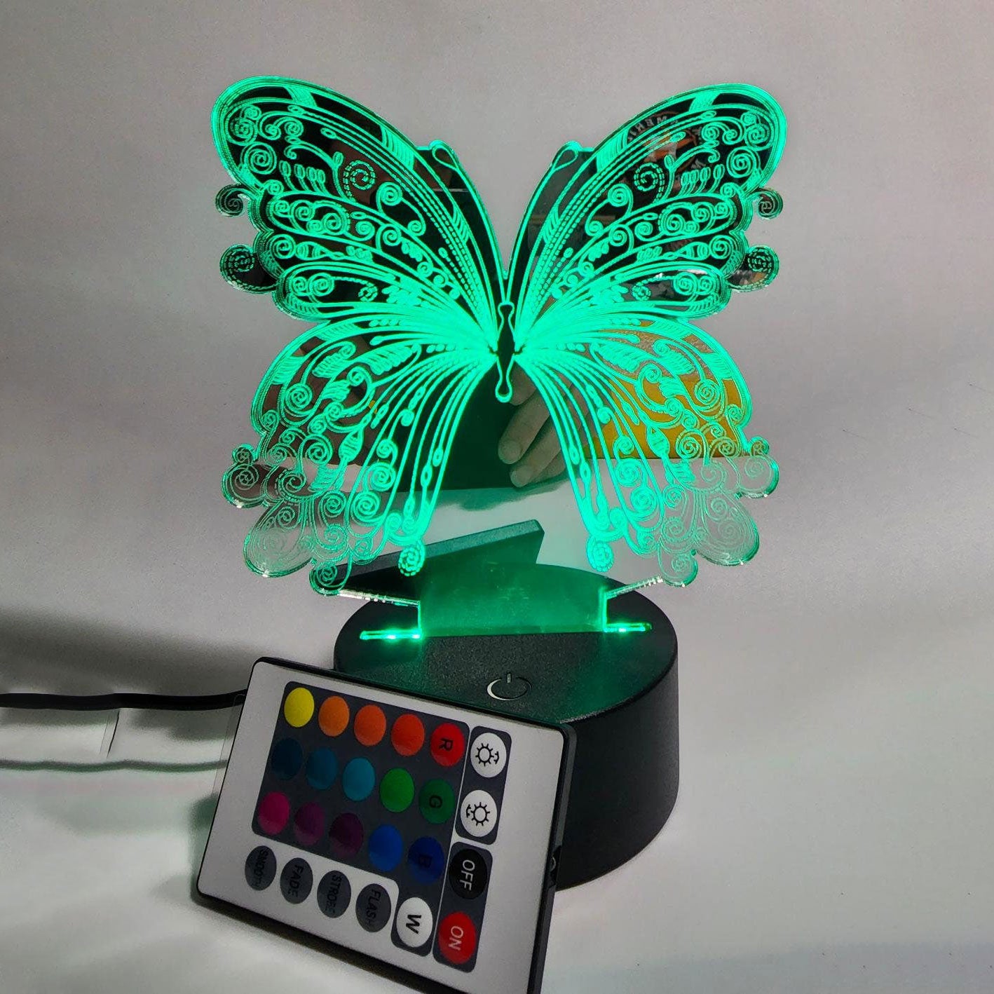 Acrylic Butterfly LED Lamp, Custom Engraved, Childrens Gift, Personalized Light, Birthday, Christmas, Nightlight