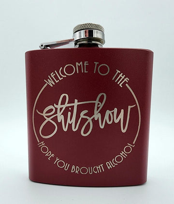 Engraved Flask, 6oz, Whiskey Flask, Personalized Gift, Custom, Leather,Laser Engraved, Drinkware, Travel