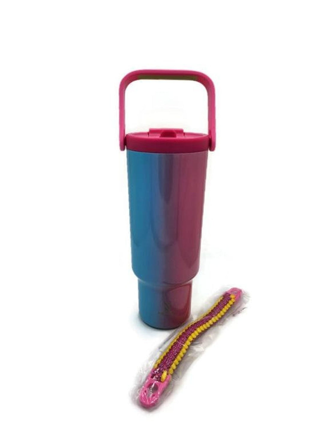 Meoky 40 oz. flip straw tumbler with easy carry handle, personalize, insulated, stainless steel