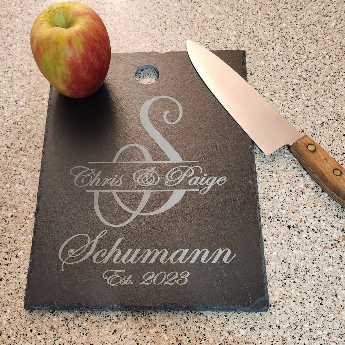 Personalized Slate Cutting Board, 13 3/4" x 9 3/4", gift, engraved board, custom chopping block, home decor