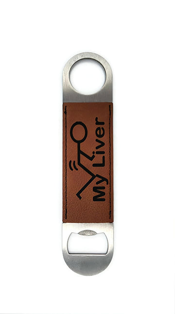 Leather Bar Blade, Bottle Opener, Vegan, Personalized Gift, Bartending Tool, Custom Engraved