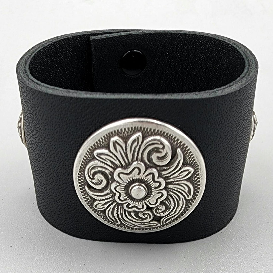 Leather Cuff Bracelet, Handcrafted, Handmade, Punk, Steampunk, Top Grain Leather, Concho Bracelet